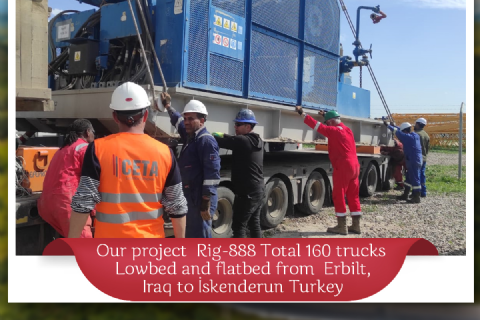 Rig-888 Total 160 trucks Lowbed and flatbed from Erbilt, Iraq to İskenderun Turkey