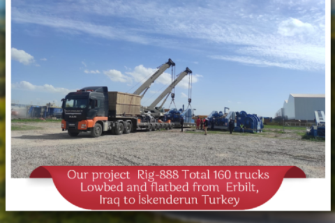 Rig-888 Total 160 trucks Lowbed and flatbed from Erbilt, Iraq to İskenderun Turkey