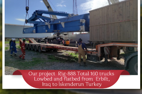 Rig-888 Total 160 trucks Lowbed and flatbed from Erbilt, Iraq to İskenderun Turkey